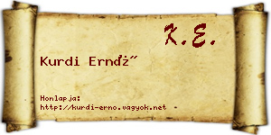 Kurdi Ernő névjegykártya